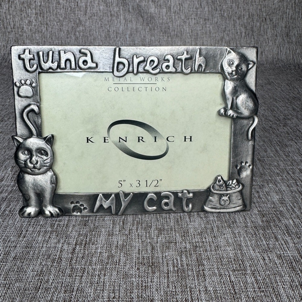 Pewter Cat Picture Frame Tuna Breath My Cat 3.5x5